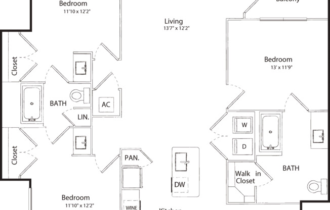 3 beds, 2 baths, 1,354 sqft, $2,745, Unit 111
