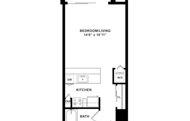 Studio, 1 bath, 408 sqft, $2,313