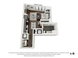 Studio, 1 bath, 558 sqft, $1,690