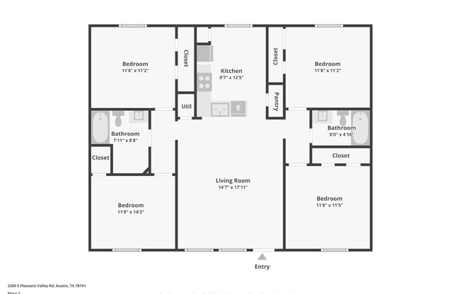 4 beds, 2 baths, 1,260 sqft, $1,969, Unit 0208