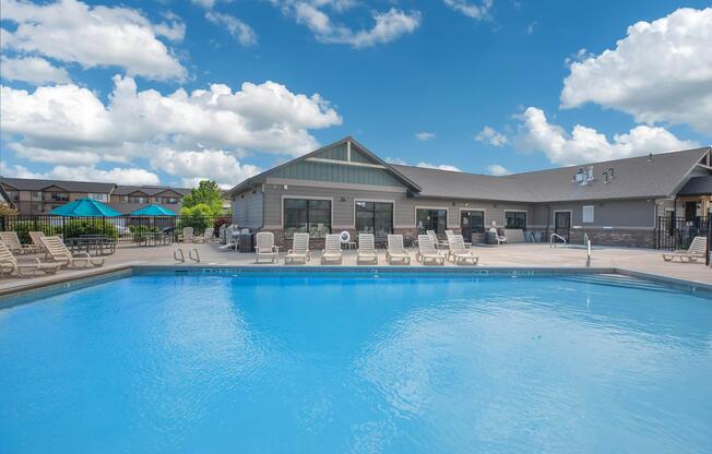 a pool next to a body of water