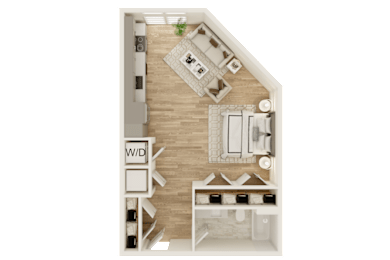 Studio, 1 bath, 566 sqft, $1,335