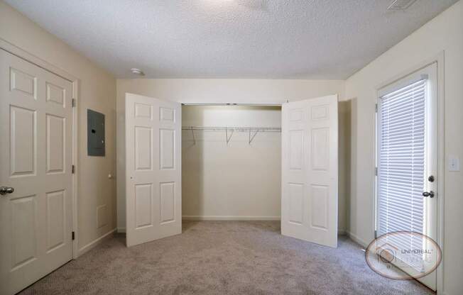 A walk in closet in the bedroom.