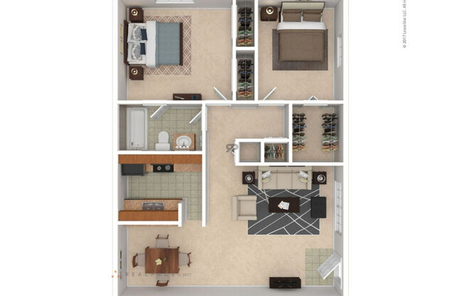 2 beds, 1 bath, 902 sqft, $1,165