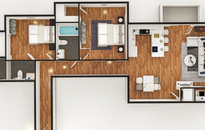2 beds, 2 baths, 907 sqft, $1,850, Unit 207
