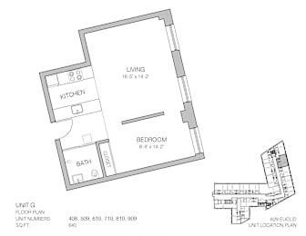 Studio, 1 bath, 640 sqft, $1,165
