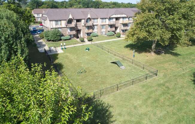 Leash Free Pet Park with Agility Equipment at The Timbers Apartments, Evansville