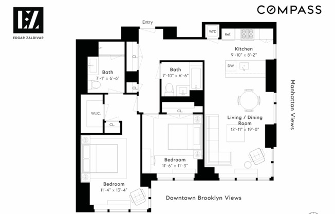 2 beds, 2 baths, 1,141 sqft, $6,650, Unit 35G