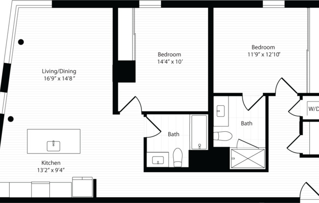 2 beds, 2 baths, 1,188 sqft, $5,040, Unit 402