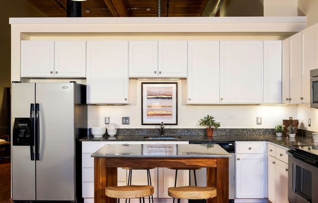 White Kitchen Cabinetry at Riverwalk Apartments, Massachusetts