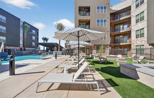 Lounge chair by pool