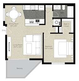 1 bed, 1 bath, 746 sqft, $2,550