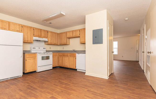 Kitchen with cabinets at Greens of Pine Glen in Durham NC