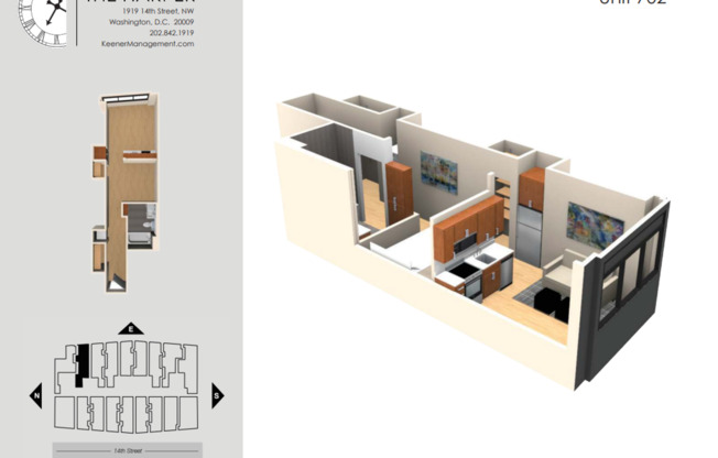 1 bed, 1 bath, $2,650, Unit 702