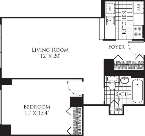 1 bed, 1 bath, 664 sqft, $4,537, Unit 17F