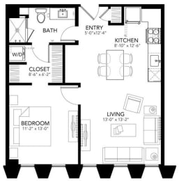 1 bed, 1 bath, 646 sqft, $1,545