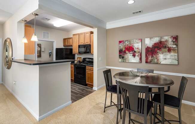 Kitchen and Dining Area at Abberly Woods Apartment Homes, North Carolina
