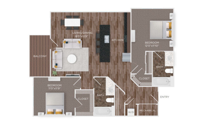 2 beds, 2 baths, 1,084 sqft, $2,246