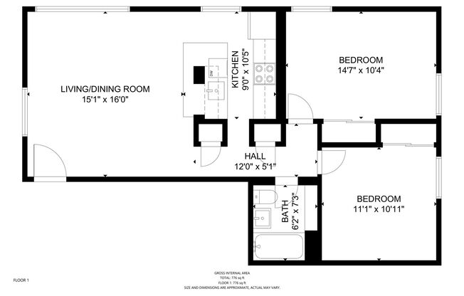 2 beds, 1 bath, 785 sqft, $2,200, Unit 501