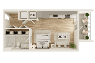 Studio, 1 bath, 435 sqft, $1,306