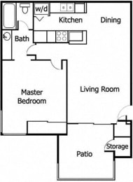 One Bedroom One Bath Floorplan A  at Adagio, La Mesa
