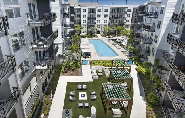 Resort Style Pool with Fire Pits