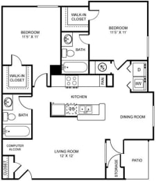 2 beds, 2 baths, 919 sqft, $2,128