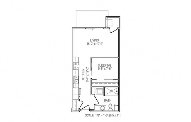 Studio, 1 bath, 527 sqft, $1,445