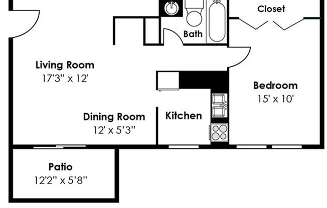 1 bed, 1 bath, 628 sqft, $1,100, Unit 215-F