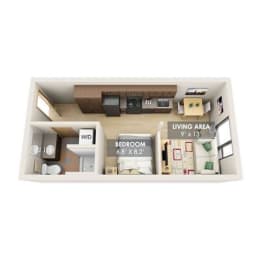 Studio, 1 bath, 372 sqft, $1,718