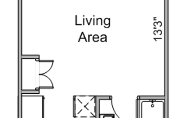 Studio, 1 bath, 350 sqft, $1,115, Unit 126-7A
