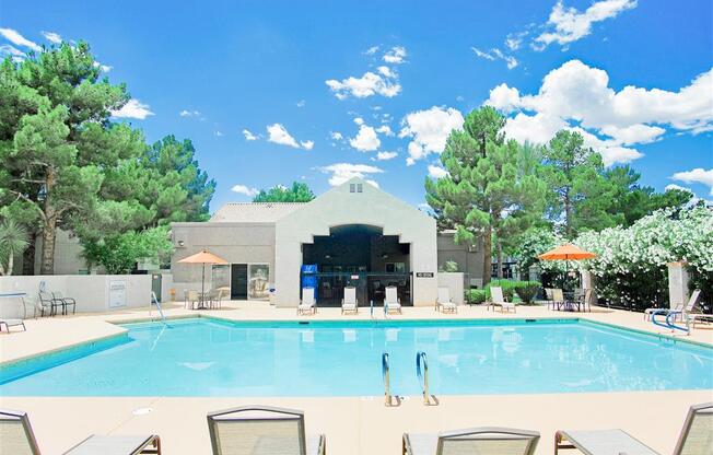 Heated pool at Country Club at Valley View Senior Apartments in Las Vegas, NV, For Rent. Now leasing 1 and 2 bedroom apartments.