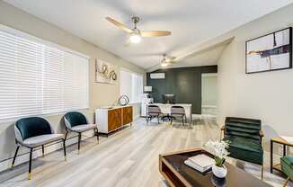 Leasing office desk and seating area at The Edge on the Boulevard, Fremont California