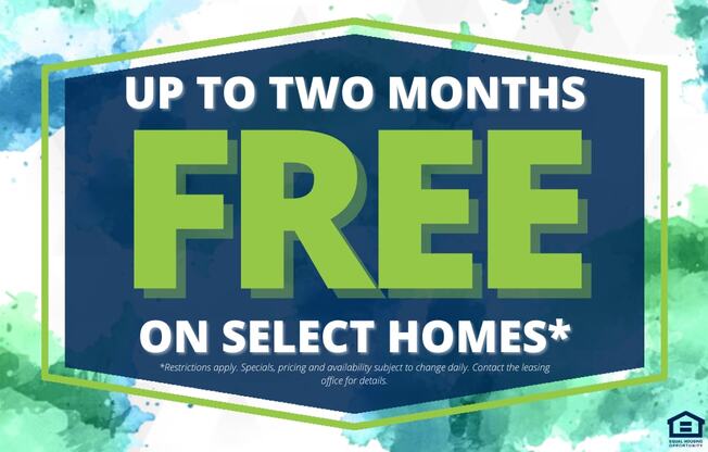 A promotional image offering up to two months free on select homes.