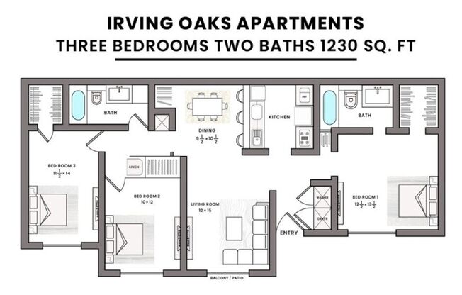 3 beds, 2 baths, 1,230 sqft, $1,700, Unit 225
