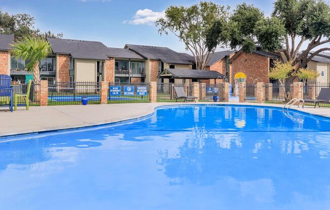 a house with a large pool of water