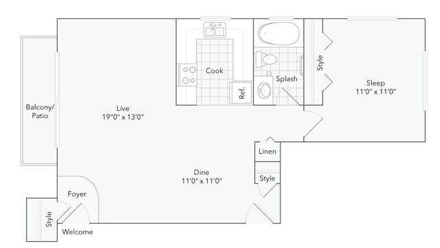 1 bed, 1 bath, 872 sqft, $1,804