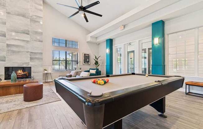 Resident lounge with billiards table at Mirage on Kernan Apartments in Jacksonville, FL