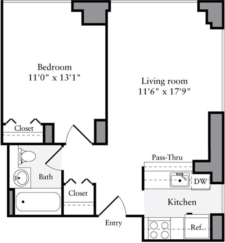 1 bed, 1 bath, 627 sqft, $4,647, Unit 23C