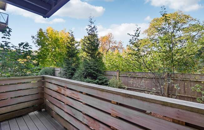 Wooden deck at Park77 Apartments, Cambridge, Massachusetts