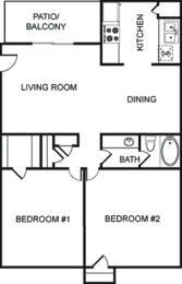 2 beds, 1 bath, 911 sqft, $814