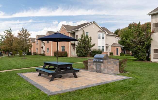 Outdoor grill and dining table