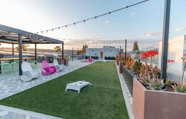 outdoor lounge area at Gravity, San Diego, 92120
