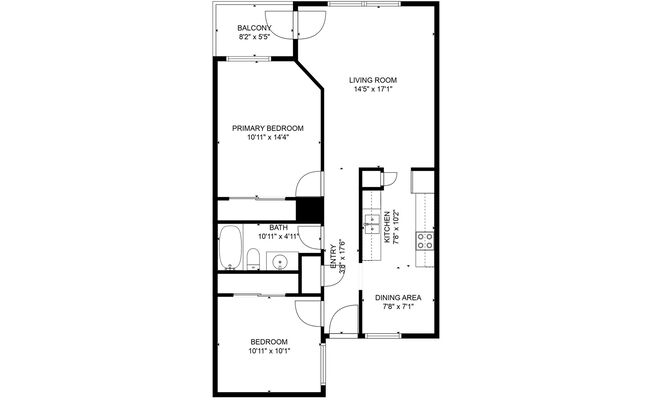 2 beds, 1 bath, 888 sqft, $1,680, Unit 233