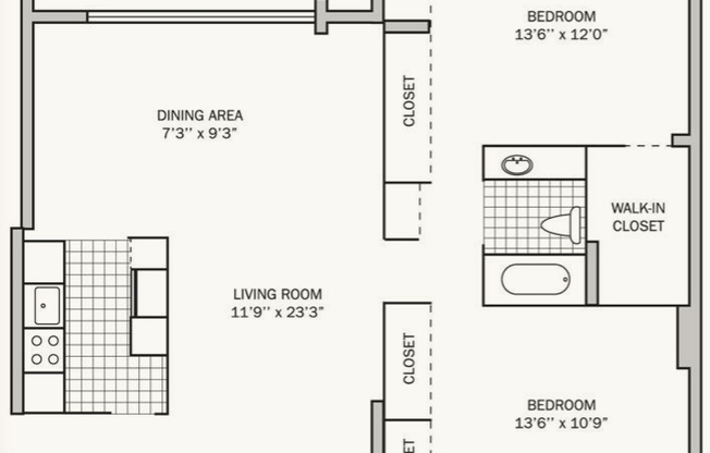 2 beds, 1 bath, 1,150 sqft, $1,355