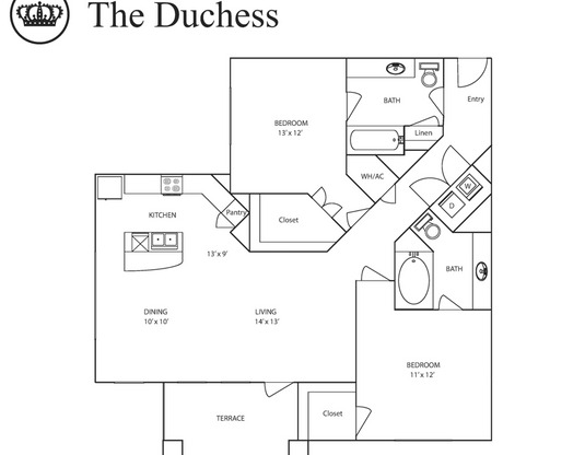 2 beds, 2 baths, 1,156 sqft, $1,495