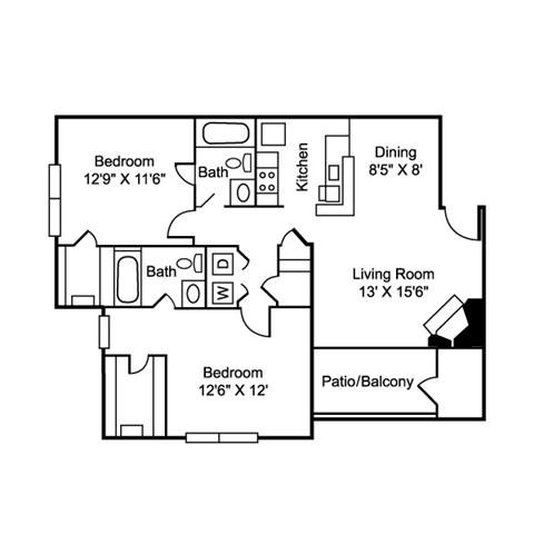 2 beds, 2 baths, 984 sqft, $1,002