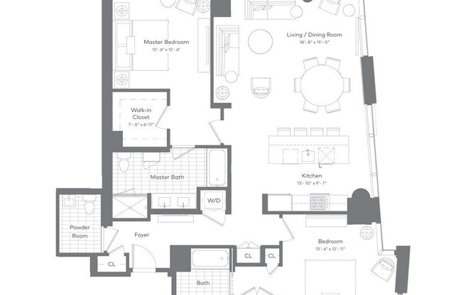 2 beds, 2.5 baths, 1,497 sqft, $11,000, Unit 19K