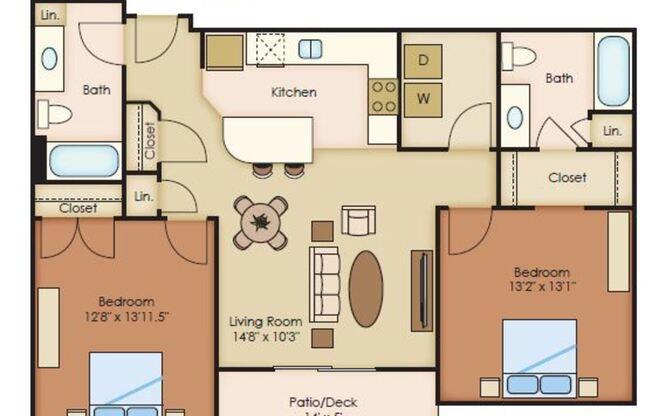 2 beds, 2 baths, 1,007 sqft, $1,330