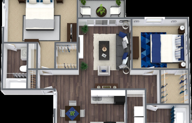 2 beds, 2 baths, 989 sqft, $1,350, Unit 14-204